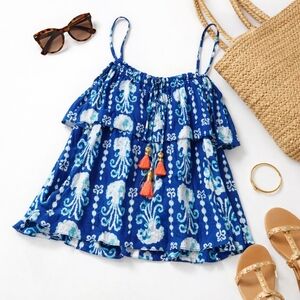 Lilly Pulitzer Mays Indigo Get In Line Jellyfish Tassel Tank | Palm Beach Resort
